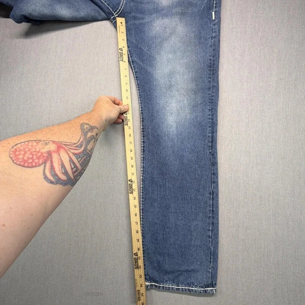 True Religion Jeans Men's 42x34 Ricky Relaxed Straight Faded Flap Pocket Denim